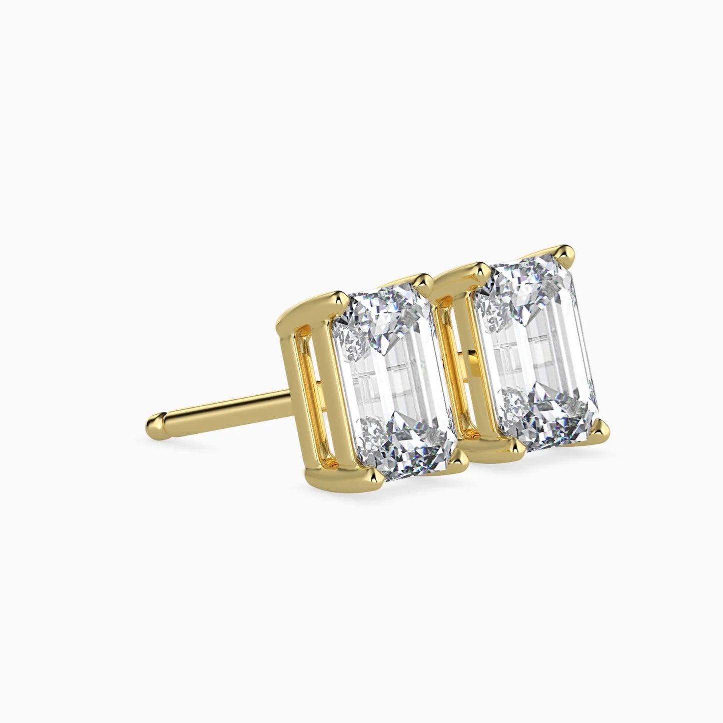 Emerald Diamond Solitaire Studs Earrings