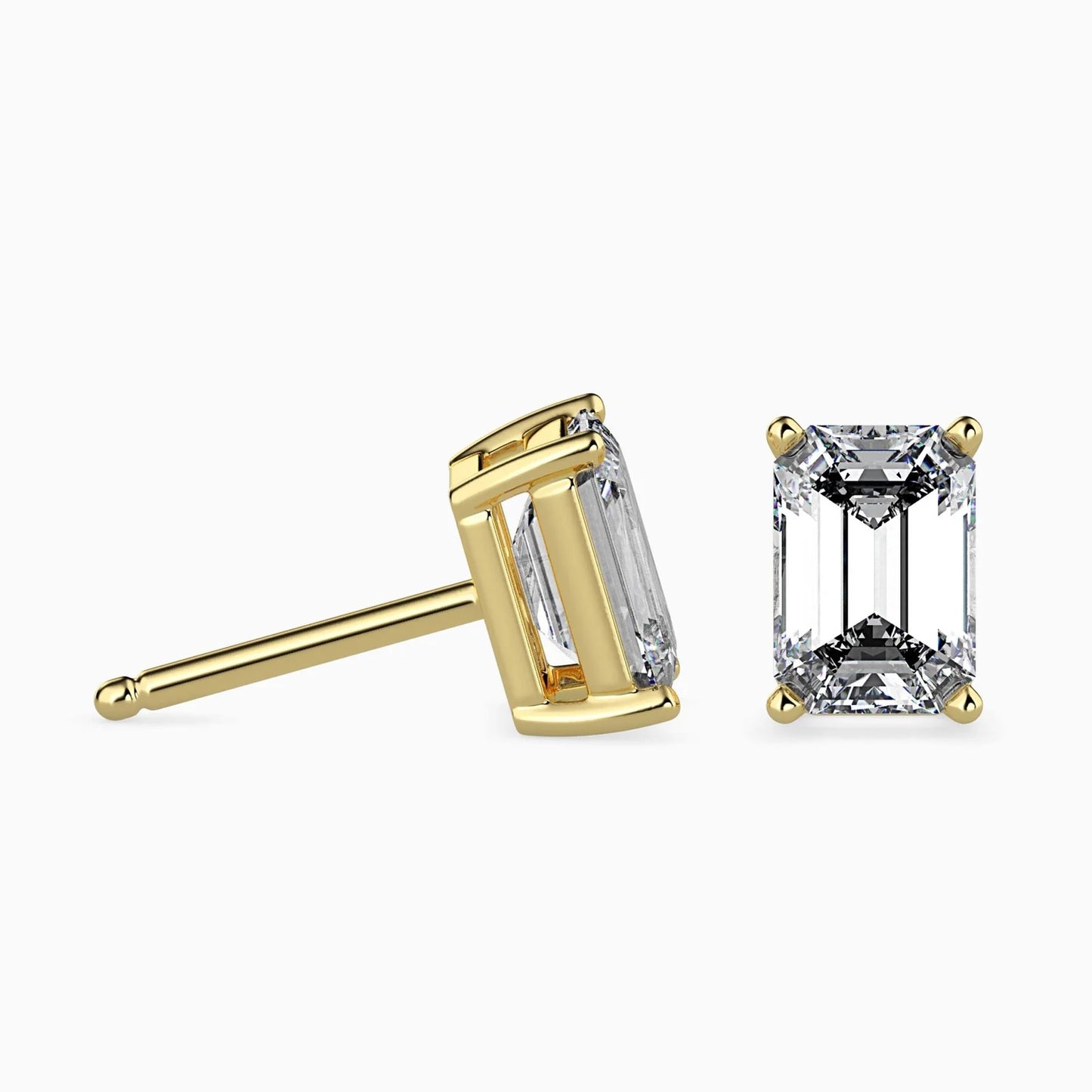 Emerald Diamond Solitaire Studs Earrings