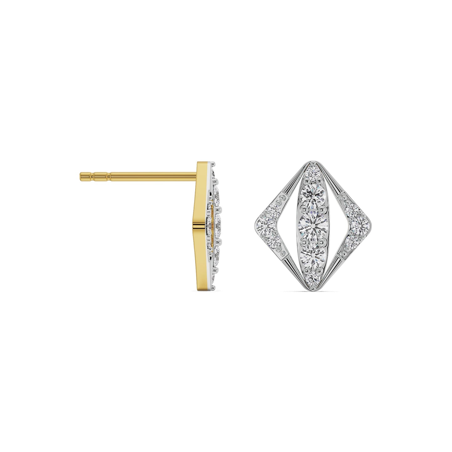 Rhombus Glamour Diamond Studs Earrings
