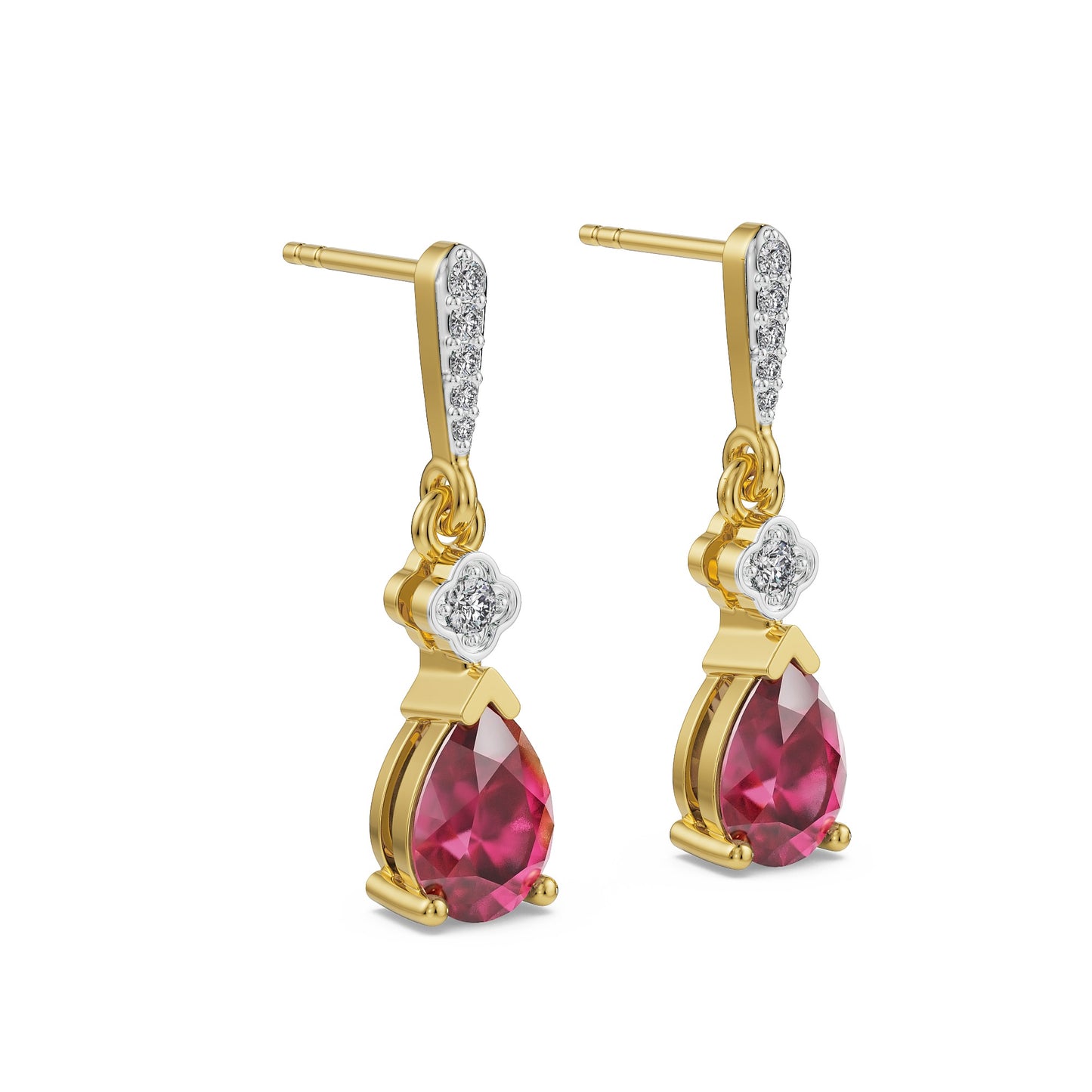 Ruby Diamond Drop Earrings