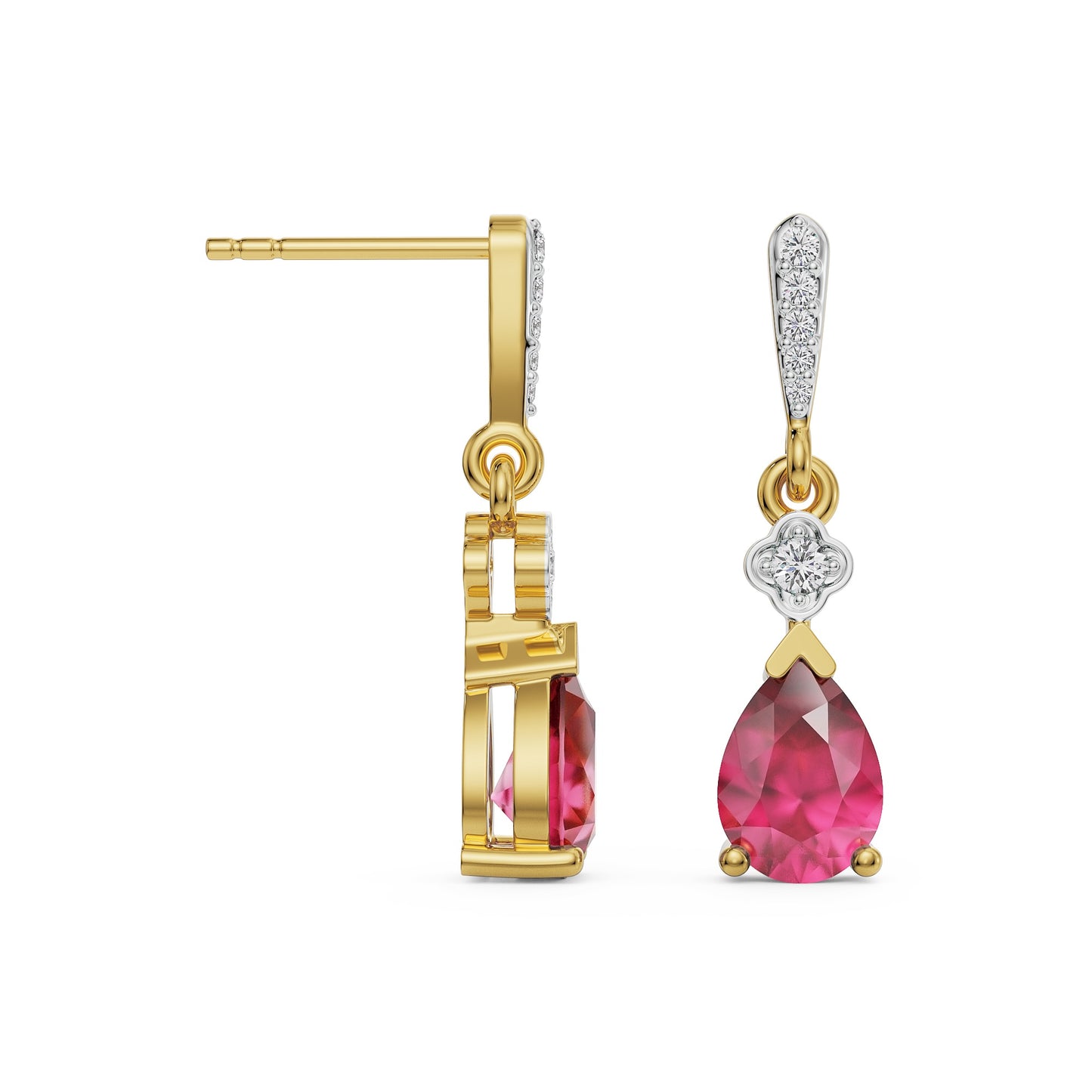 Ruby Diamond Drop Earrings