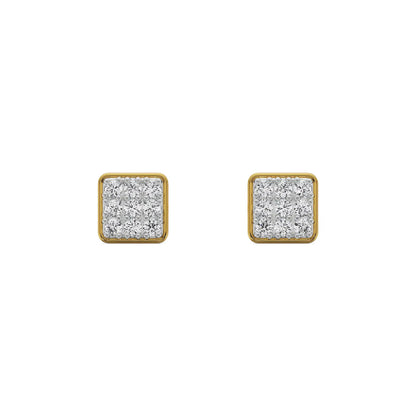 Square Cluster Diamond Stud Earrings