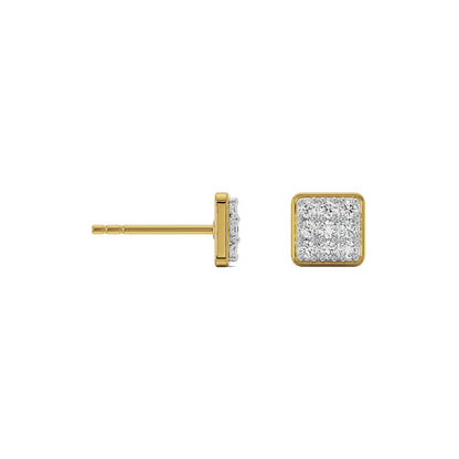 Square Cluster Diamond Stud Earrings