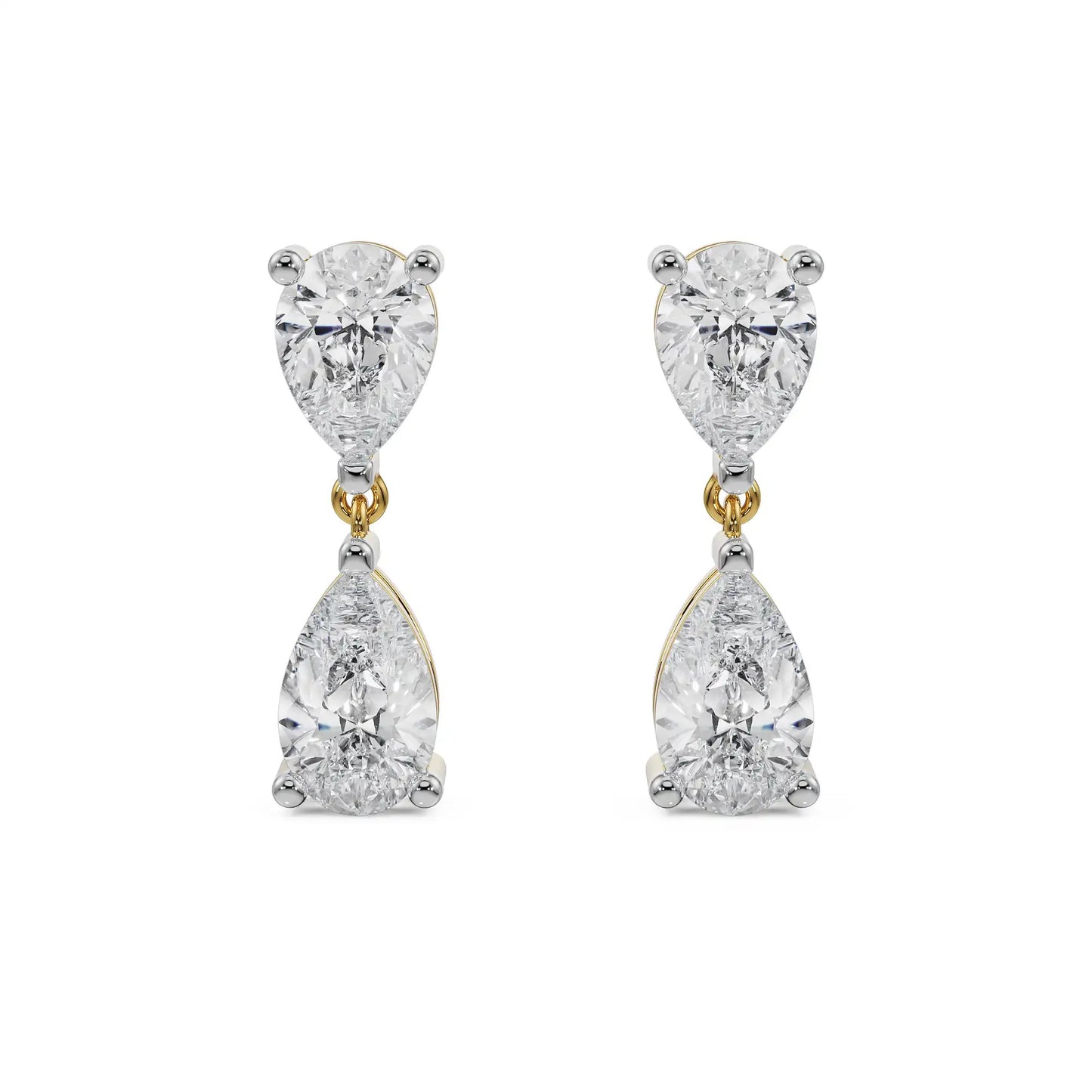 Subtle Pear Diamond Drop Earrings