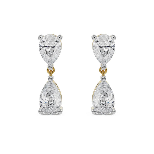 Subtle Pear Diamond Drop Earrings