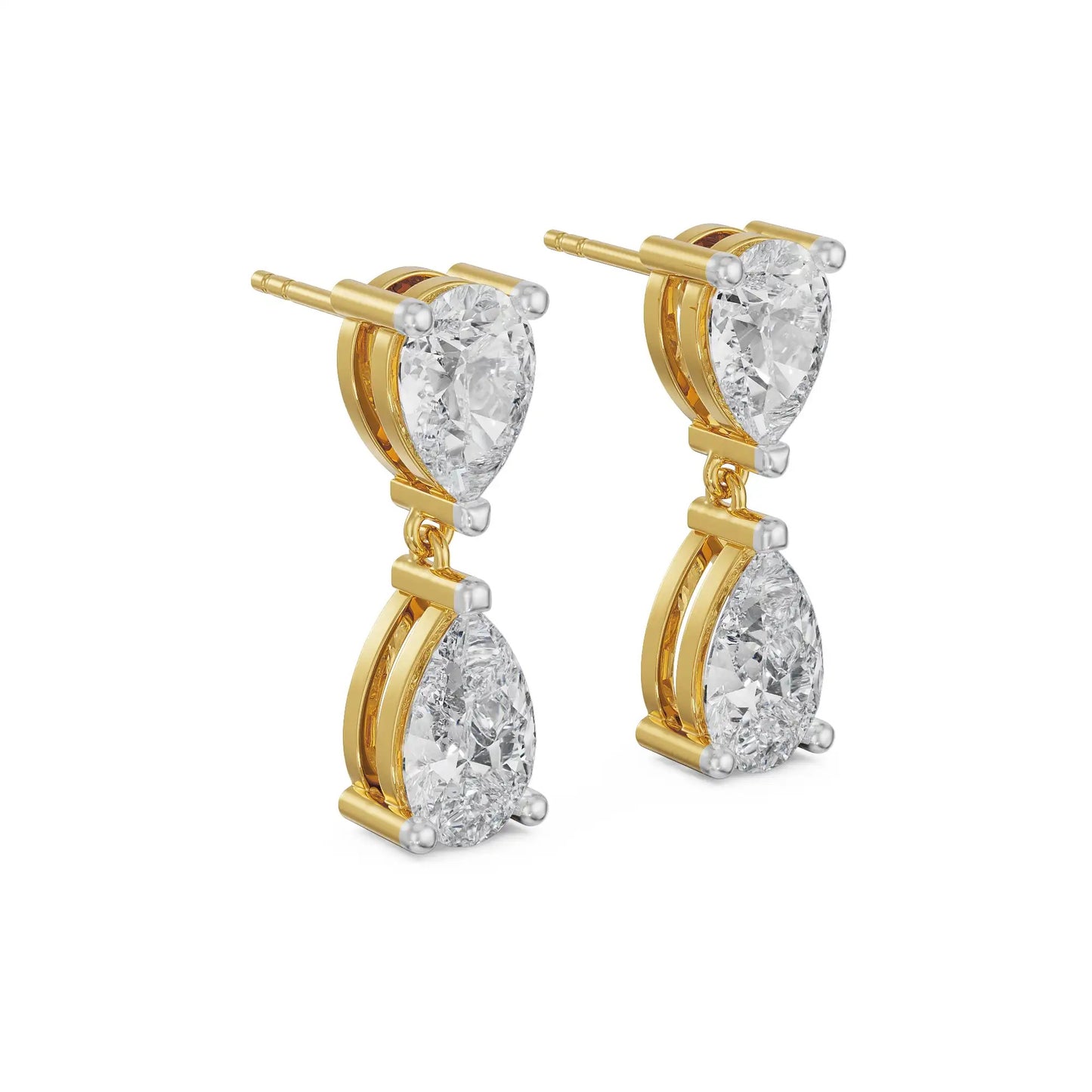 Subtle Pear Diamond Drop Earrings