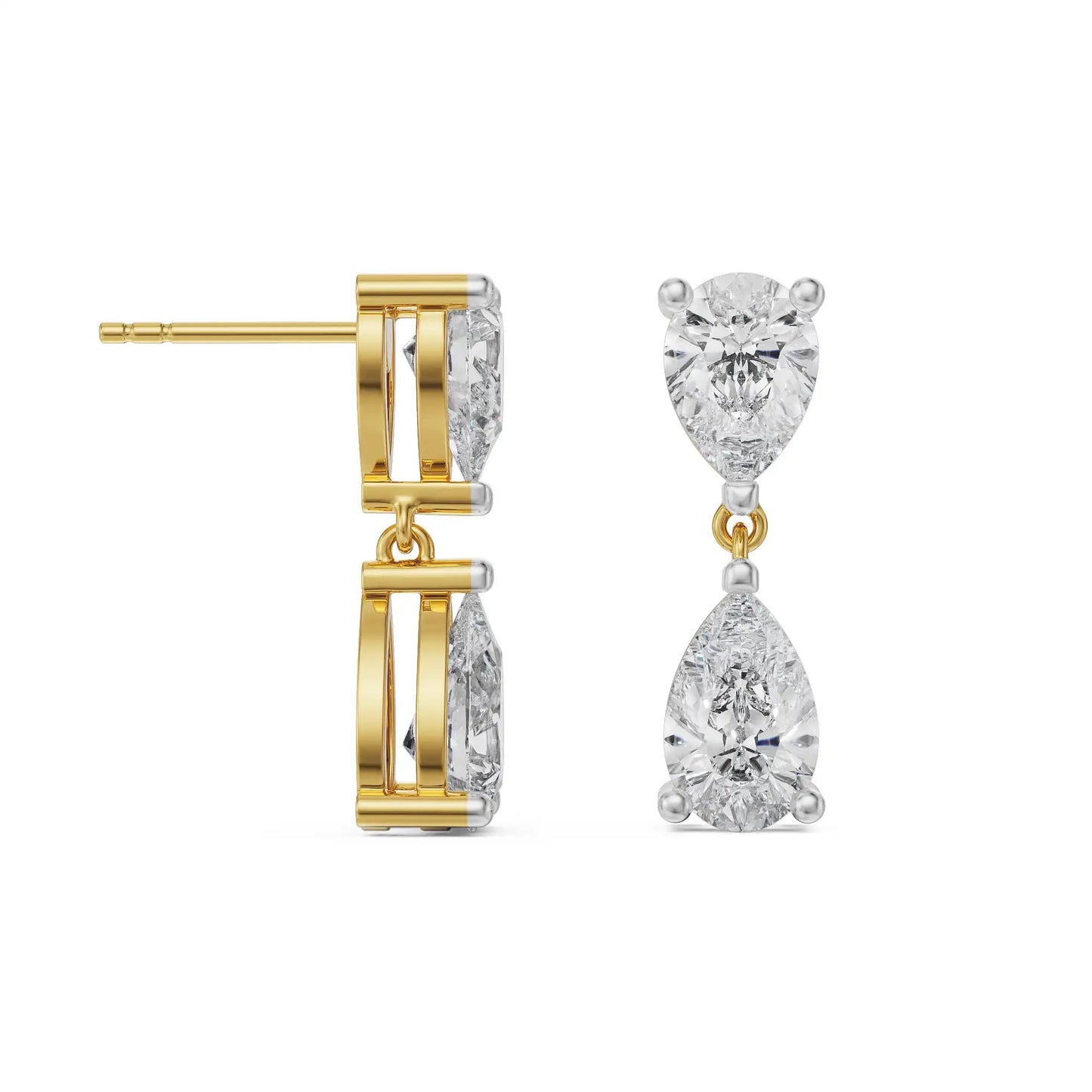 Subtle Pear Diamond Drop Earrings