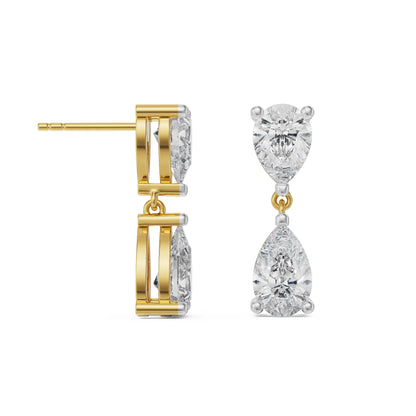 Subtle Pear Diamond Drop Earrings