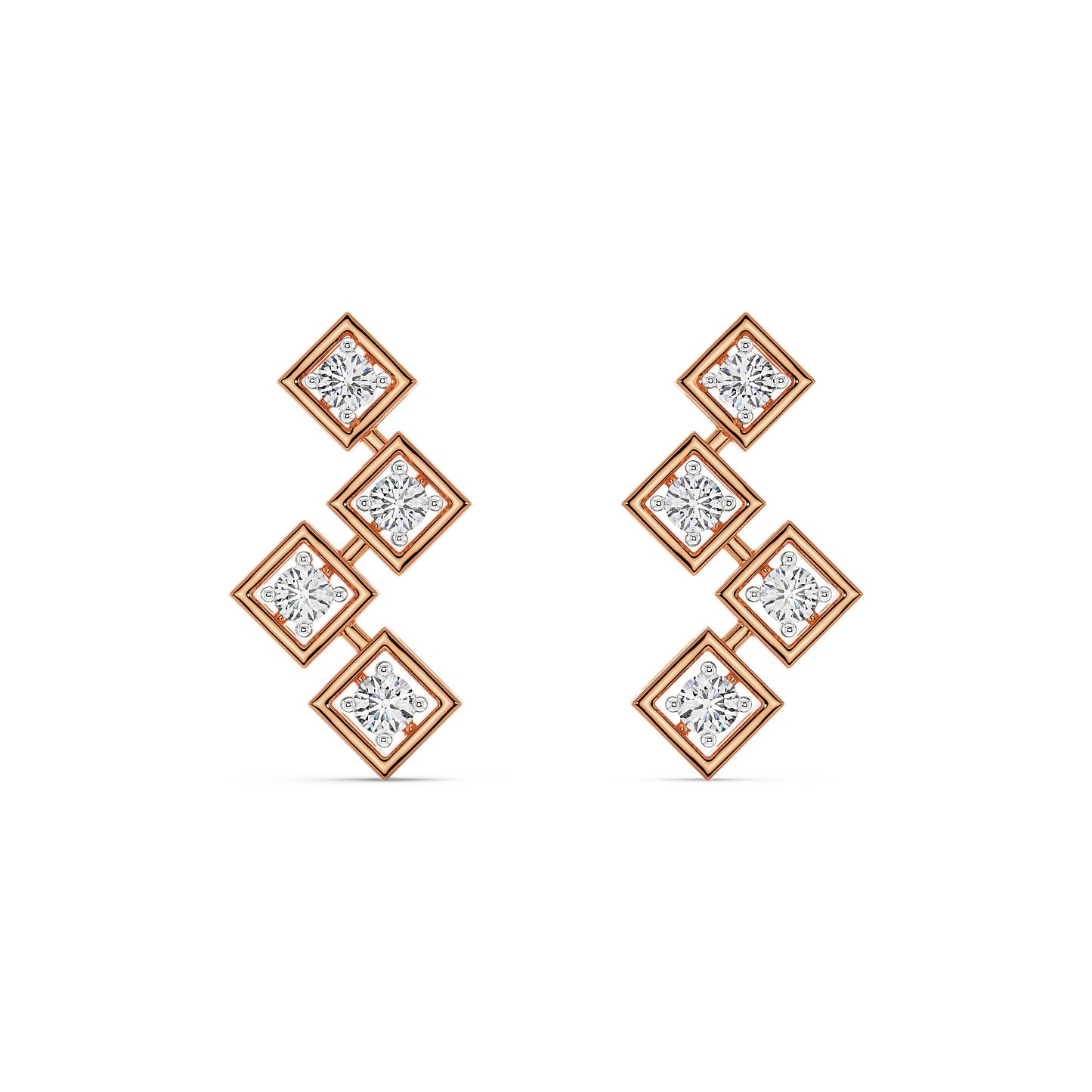Stellar Geometry Diamond Studs Earrings