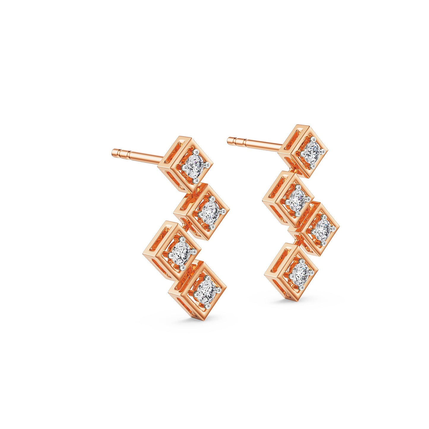 Stellar Geometry Diamond Studs Earrings