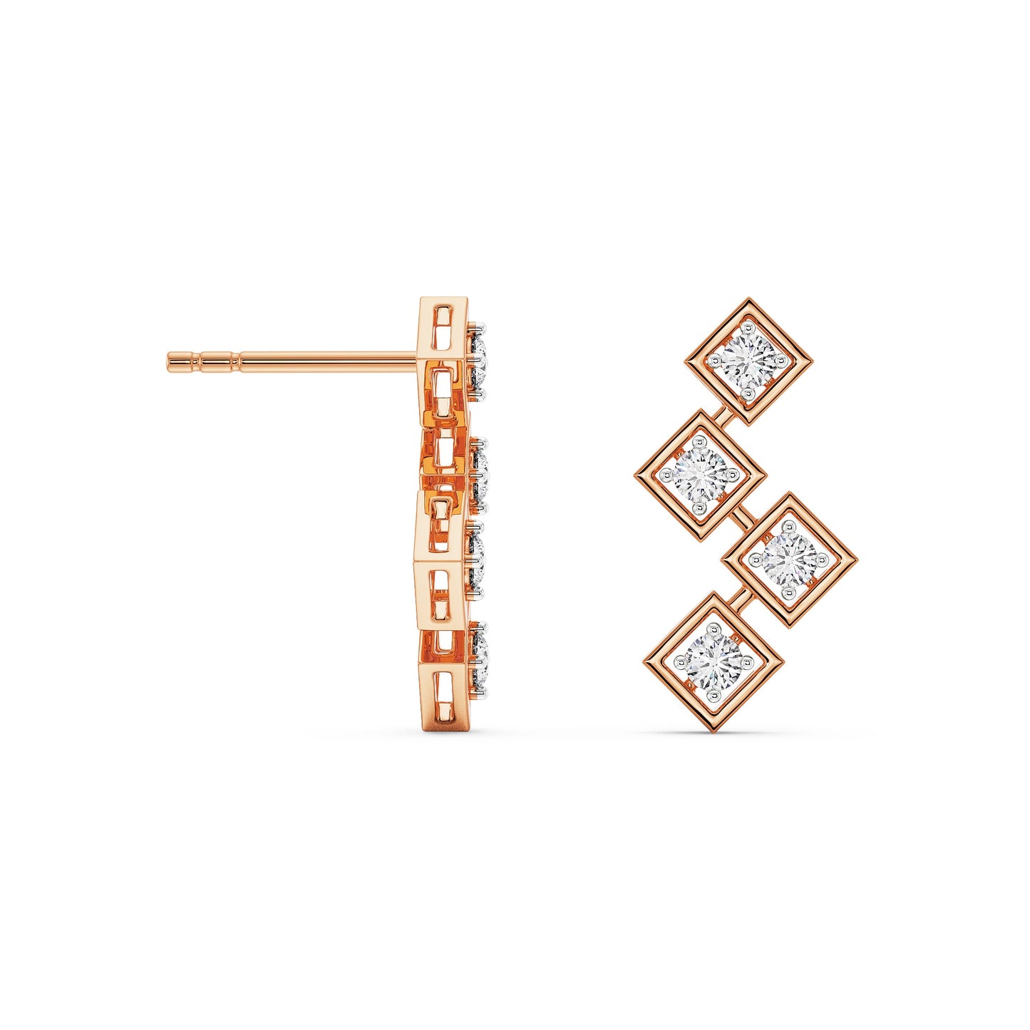 Stellar Geometry Diamond Studs Earrings