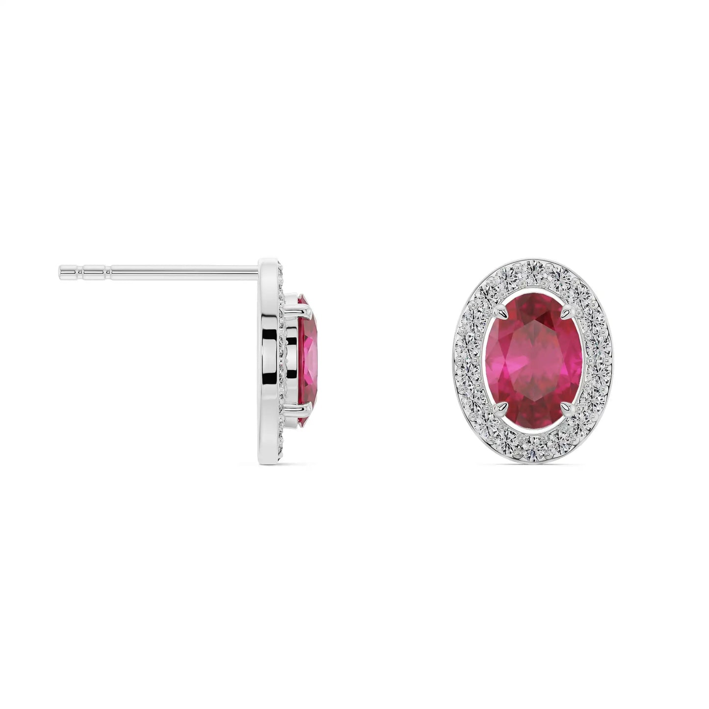 Vintage Ruby Diamond Studs Earrings