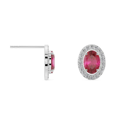 Vintage Ruby Diamond Studs Earrings