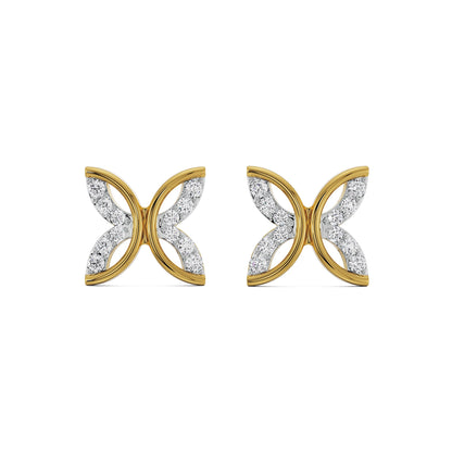 Whimsical Leaf Diamond Studs Earrings