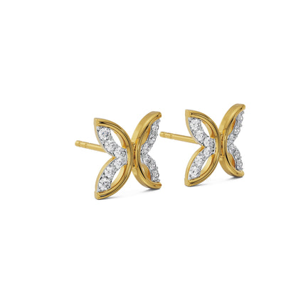 Whimsical Leaf Diamond Studs Earrings