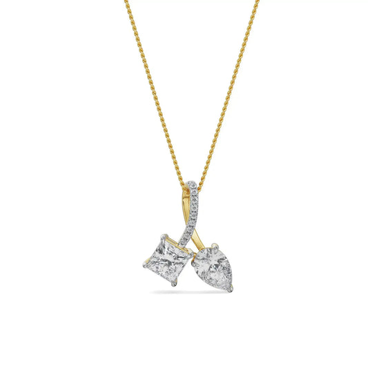 Pear Princess Solitaire Diamond Necklace