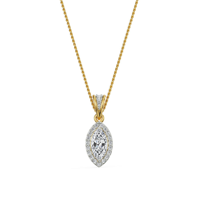 0.5 CT Marquise Halo Diamond Necklace