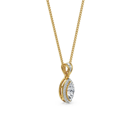 0.5 CT Marquise Halo Diamond Necklace
