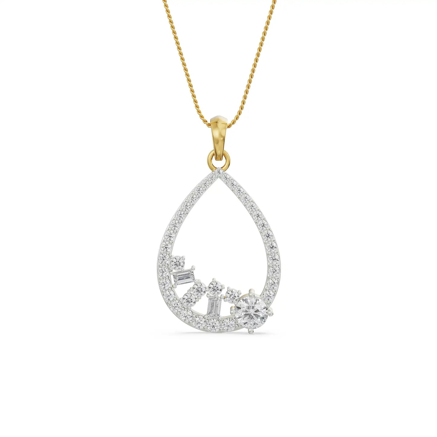 Cluster Drop Diamond Necklace