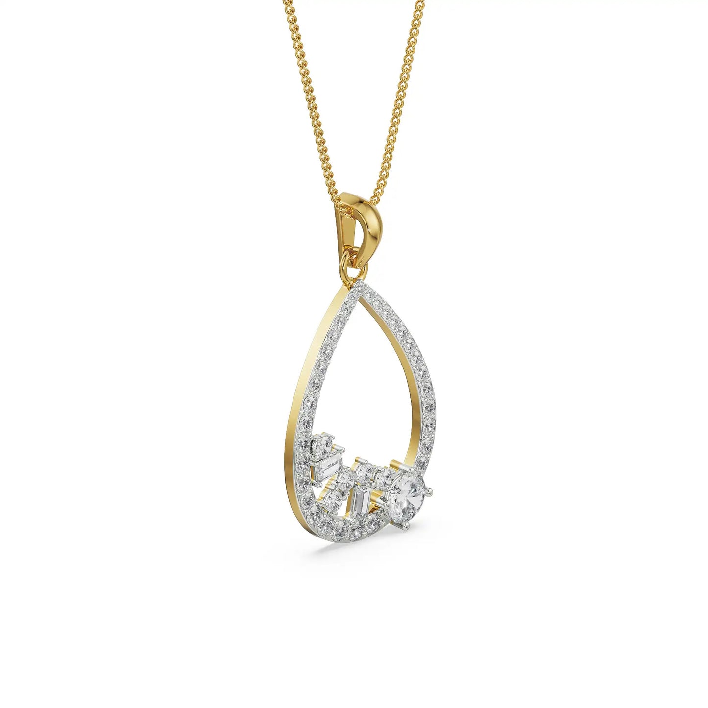 Cluster Drop Diamond Necklace