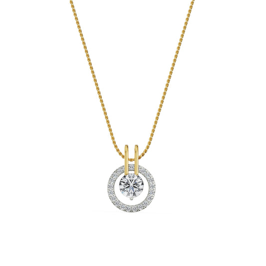 1Cts Revolving Halo Solitaire Diamond Necklace