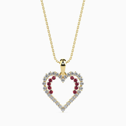 Ruby And Diamonds Heart Necklace
