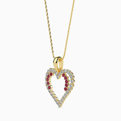 Ruby And Diamonds Heart Necklace