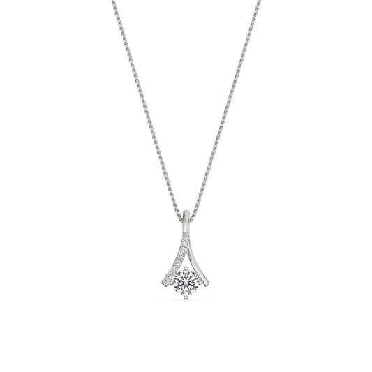1Ct Solitaire Diamond Inverted V Necklace