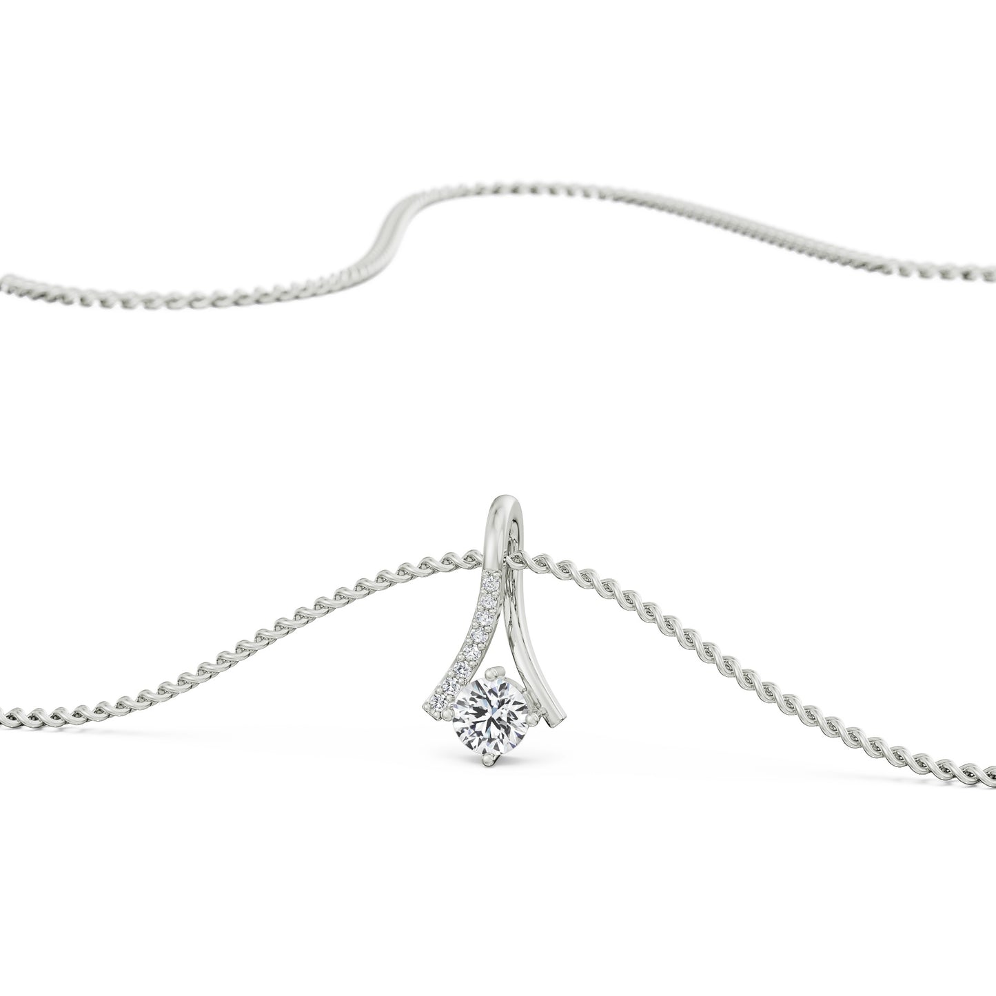 1Ct Solitaire Diamond Inverted V Necklace