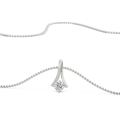 1Ct Solitaire Diamond Inverted V Necklace