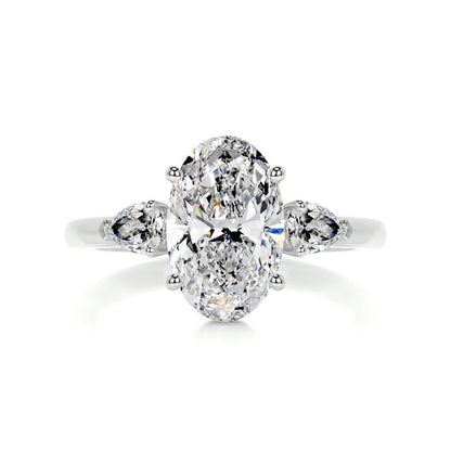 3 CT Solitaire Oval Three Stone Diamond Ring