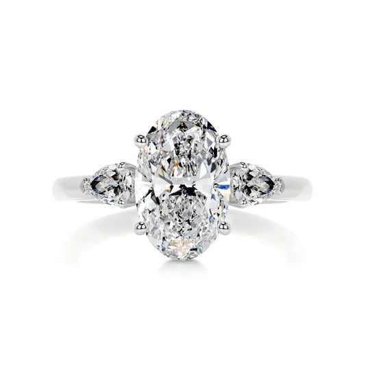 3 CT Solitaire Oval Three Stone Diamond Ring