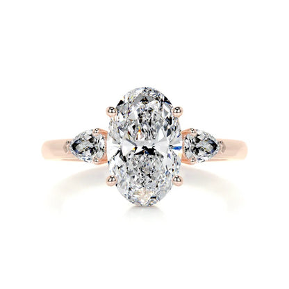 3 CT Solitaire Oval Three Stone Diamond Ring