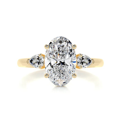 3 CT Solitaire Oval Three Stone Diamond Ring