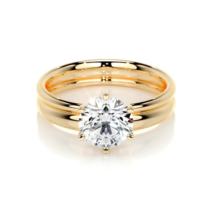 1.5 CT Brilliant Round Solitaire Ring with Matching Band