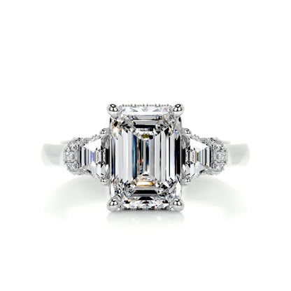 3.0 CT Emerald Three Stone Diamond Ring