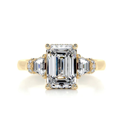 3 CT Emerald Cut Diamond Three stone Ring