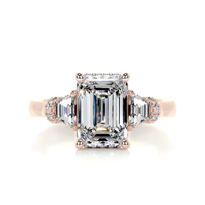 3.0 CT Emerald Three Stone Diamond Ring