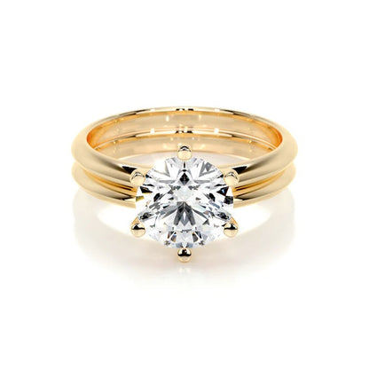3 CT Brilliant Round Solitaire Diamond Ring with Matching Band