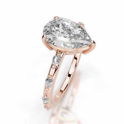 2 CT Solitaire Pear Cut Diamond Accent Ring