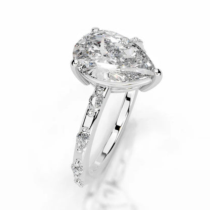 2 CT Solitaire Pear Cut Diamond Accent Ring