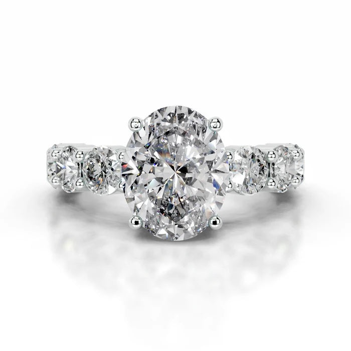 2 CT Solitaire Oval Cut Diamond Accent Ring