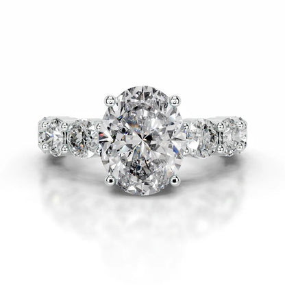 2 CT Solitaire Oval Cut Diamond Accent Ring