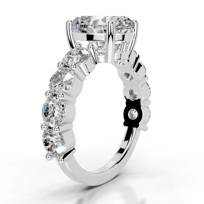 2 CT Solitaire Oval Cut Diamond Accent Ring