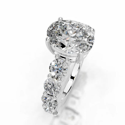 2 CT Solitaire Oval Cut Diamond Accent Ring