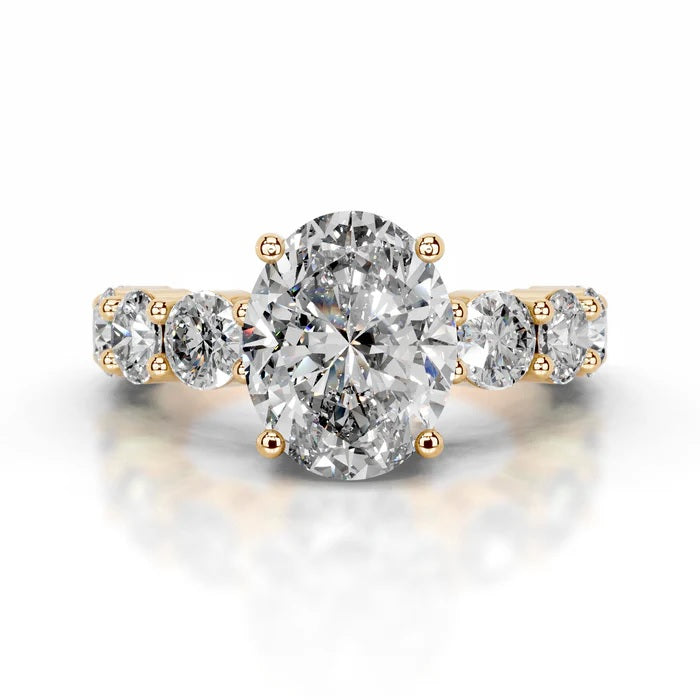 2 CT Solitaire Oval Cut Diamond Accent Ring