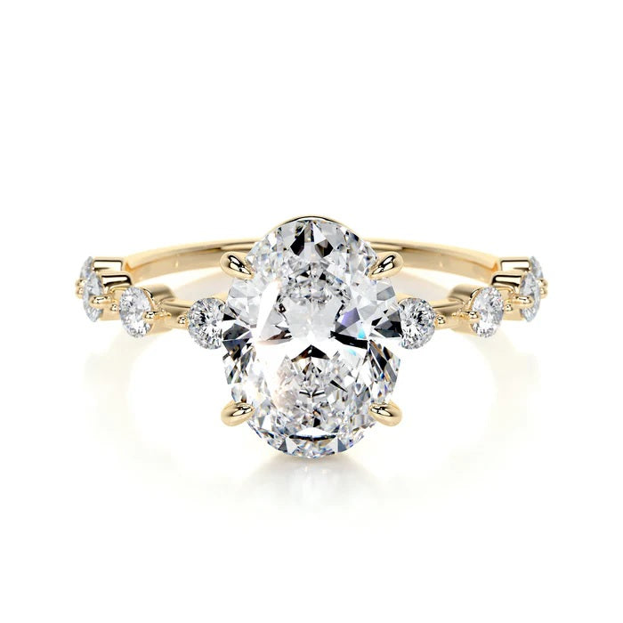 3 CT Solitaire Oval Diamond Accent Ring