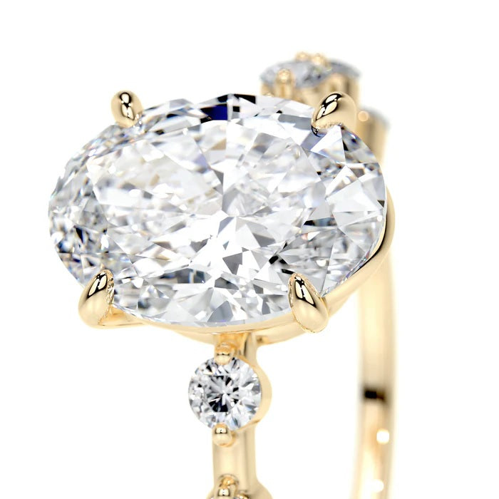 3 CT Solitaire Oval Diamond Accent Ring
