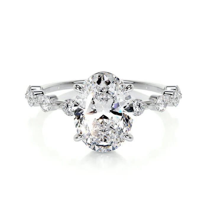 3 CT Solitaire Oval Diamond Accent Ring