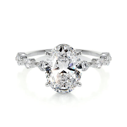 3 CT Solitaire Oval Diamond Accent Ring